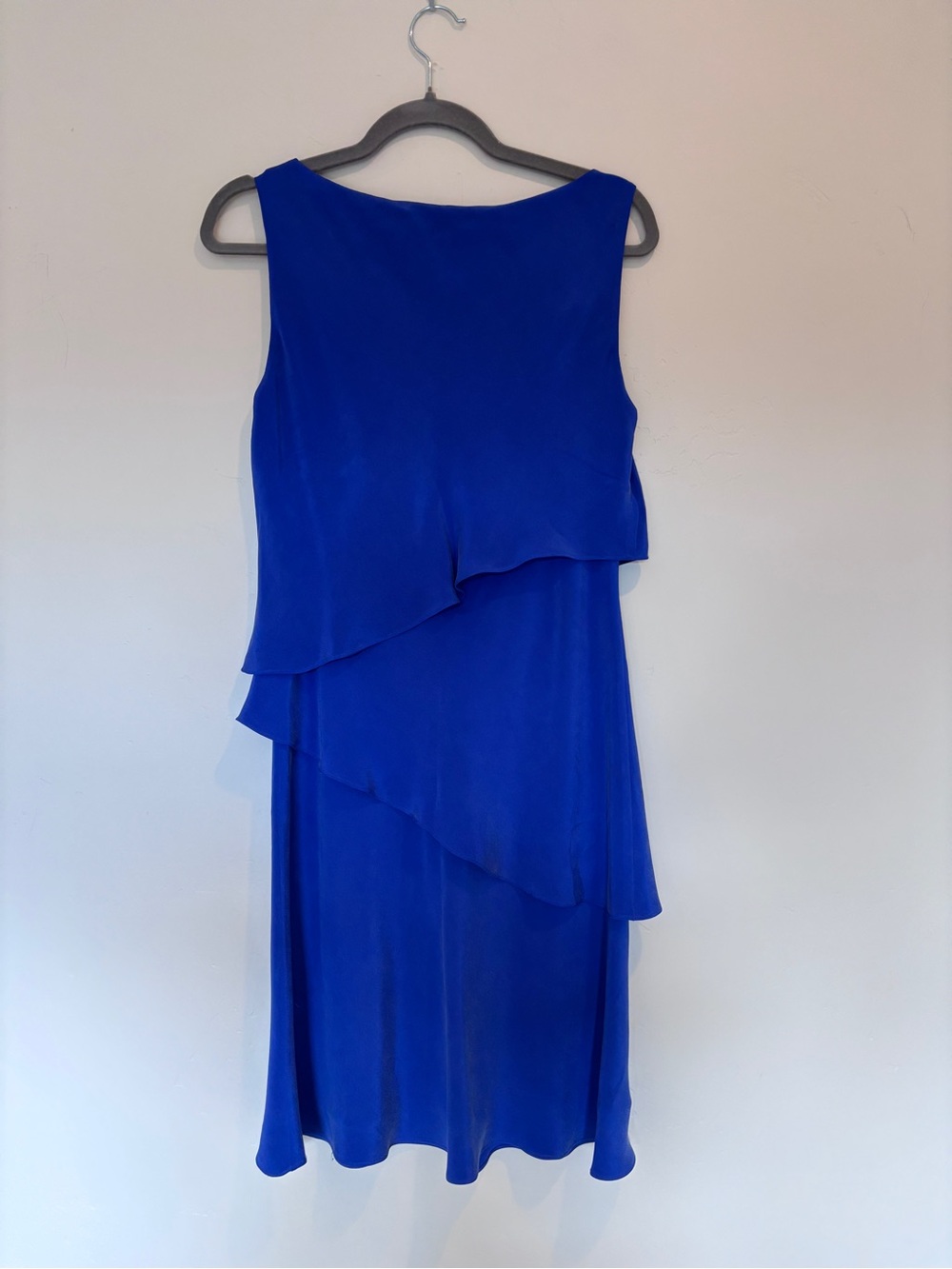 Jones New York Silk Royal Blue Layered Midi Dress